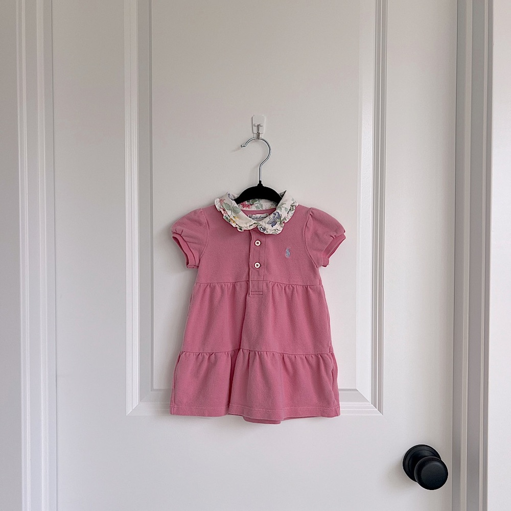 Ralph Lauren Pink Polo Dress with Floral Collar
